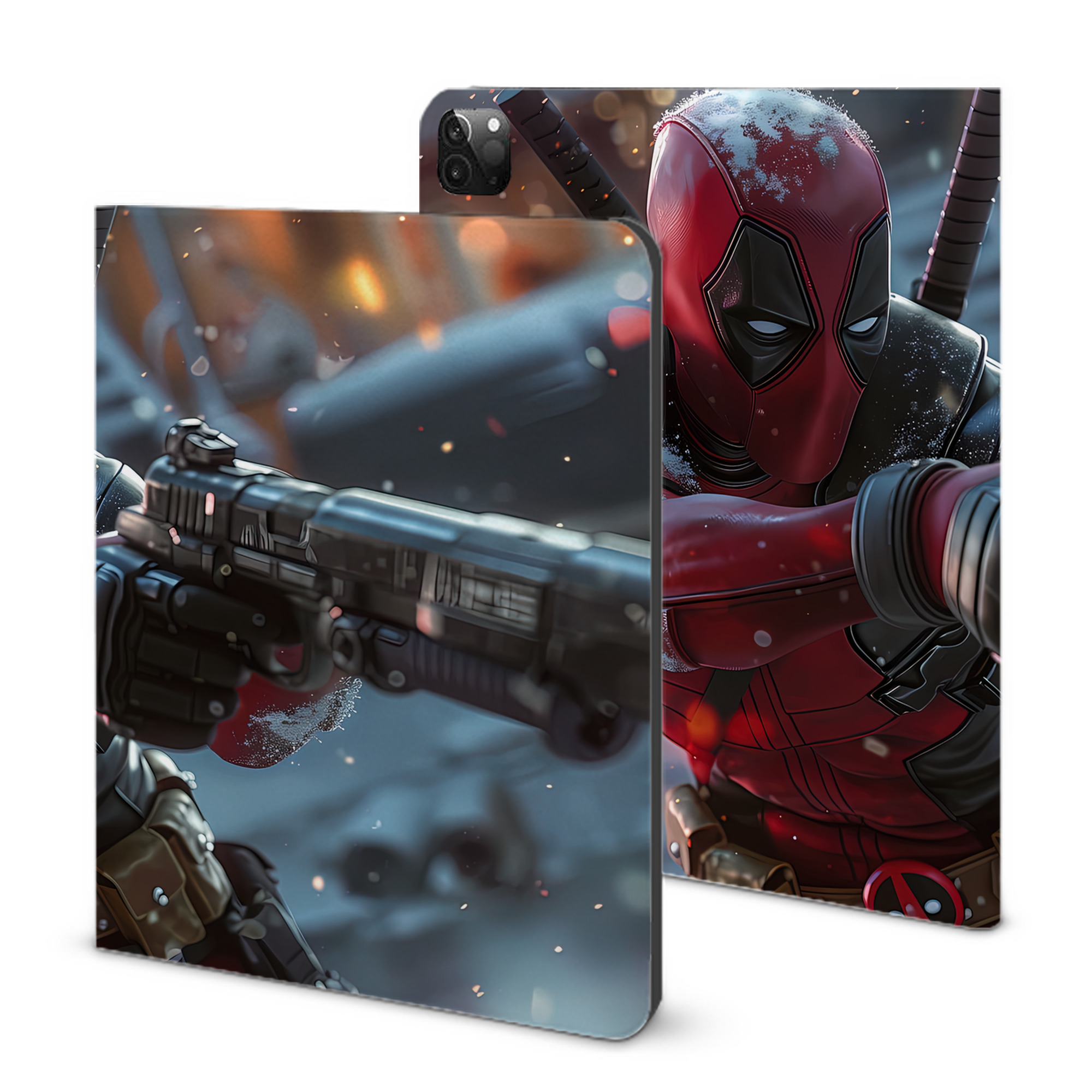 （画像用） Deadpool デッドプール IPadケース ペンホルダー付き ブックスタイルデザイン